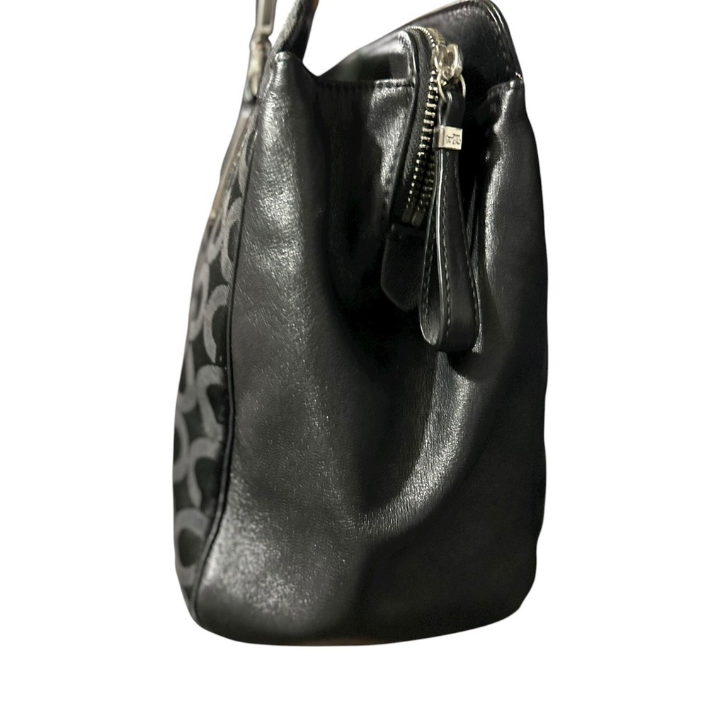 COACH Madison Kimberly Carryall Black Signature Canvas Leather Silver VGC - Picture 3 of 13